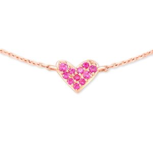 Heart 14k Rose Gold Pendant Necklace in Pink Sapphire